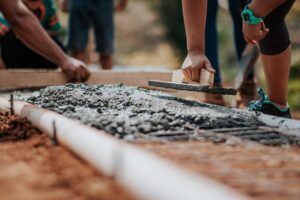 builders working on a construction site